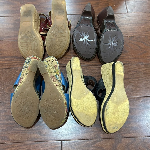 Lot of 4 Strappy Wedge Platform Slip On Sandals Korks Born Maroon Brown Black 7 - Picture 3 of 4